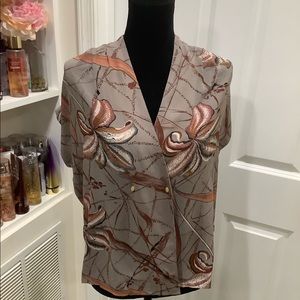 Vintage Lily Print Two Button Blouse